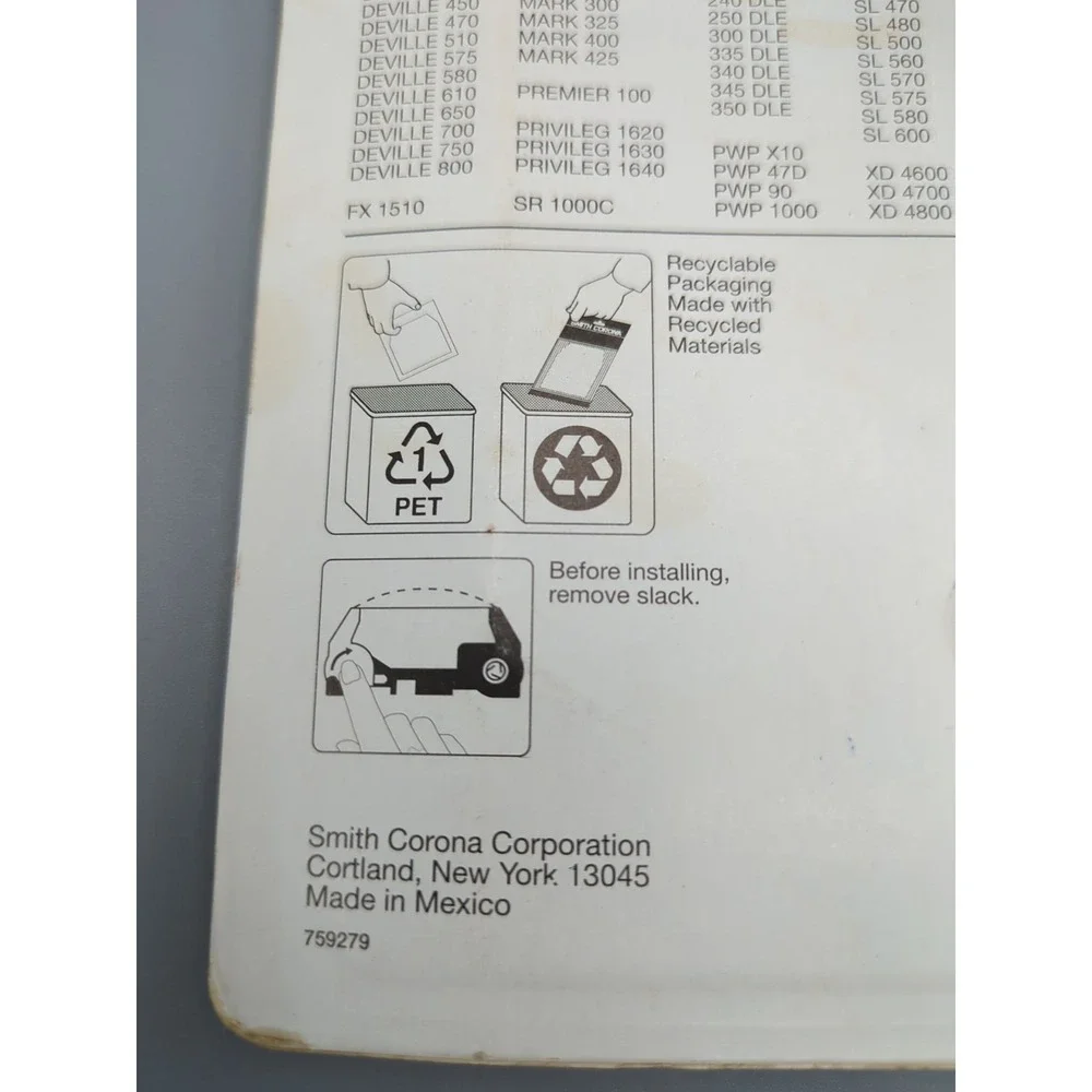 Smith Corona H21060 Lift Off‎ Correcting Cassette Smith Corona H Series NOS